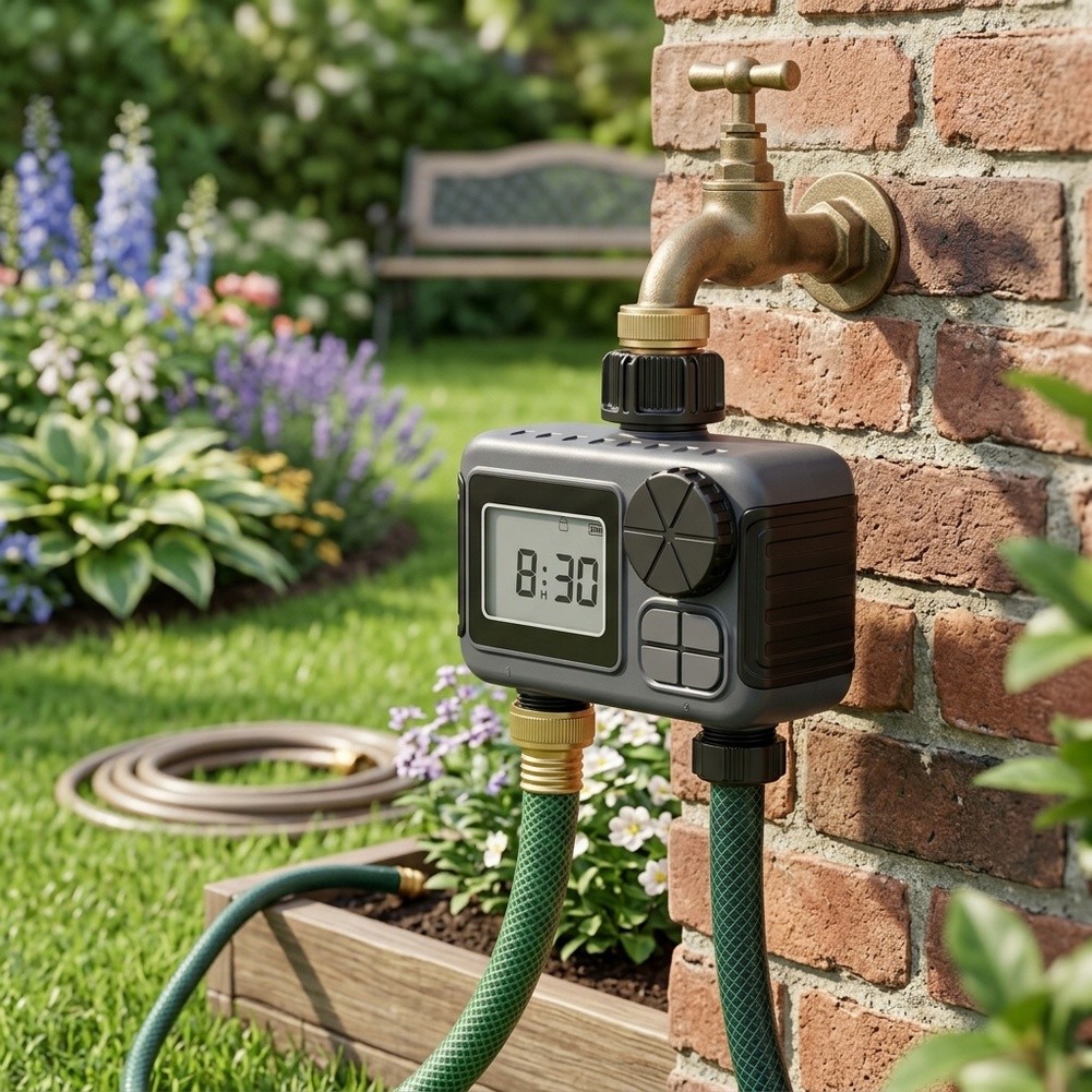 Timer Dual Outlet - Gartenbewässerungstimer mit Doppelauslass, ABS-Gehäuse für Rasensprinkler,